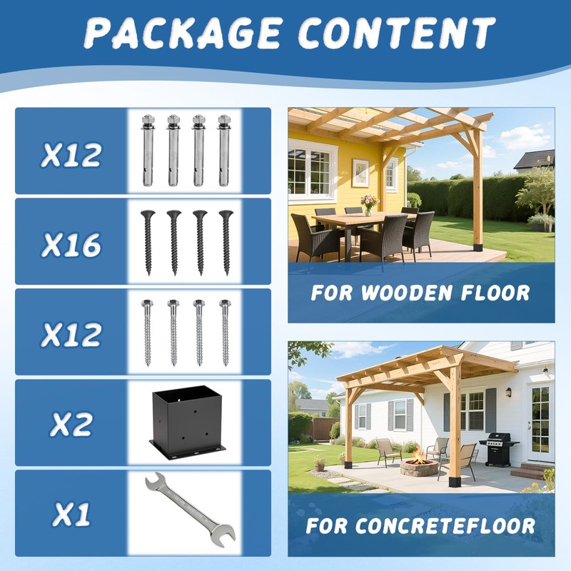 4×6 Post Base 2 Pcs,Deck Post Brackets,Inner Size (3.6" x5.6“Heavy