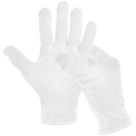 3 Pairs(6Pcs) Cotton Gloves for Eczema and Dry Hands, Moisturizing Gloves, Work Gloves for Men, Women, SPA, Jewelry Inspection (White, 3 Pairs)