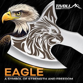 TIVOLI Camping Hatchet with Nylon Sheath,Survival Axe Viking Axes for Outdoor Splitting Wood Eagle Style, Hand Camping Axe with Gift Box Full Tang for Adventure, Hunting, Trekking, Gardening