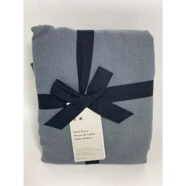 West Elm European Flax Linen King/Cal King Duvet Cover Graphite Gray NWT