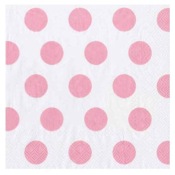 Ideal Home Range 20 Count Paper Cocktail Napkins, Big Dots White and Soft Pink