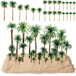 Canlierr 28 Pcs Model Trees Fake Miniature Trees Diorama Supplies Model Scenery Supplies Miniature Garden Accessories with Faux Moss Snow Leaves Decor for DIY Projects Landscape Fairy(Coconut Tree)