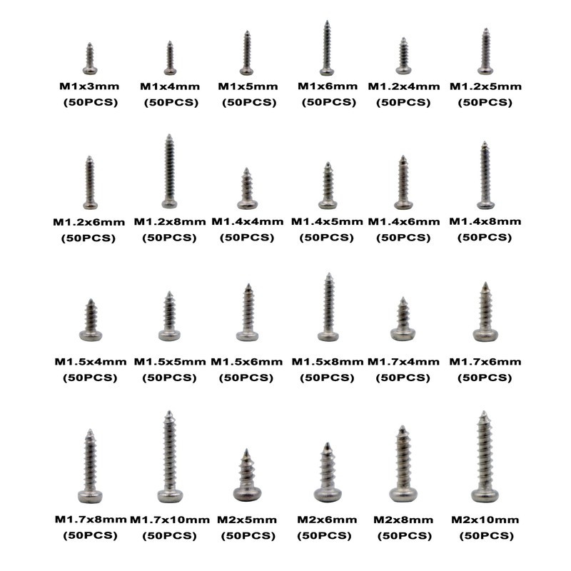 24 Kinds M1 M1.2 M1.4 M1.5 M1.7 M2 304 Stainless