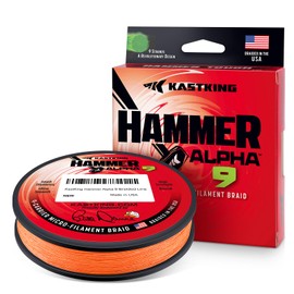 KastKing Hammer Alpha 9 Braided Fishing Line, Orange, 30LB, 150Yds, 9 Strands