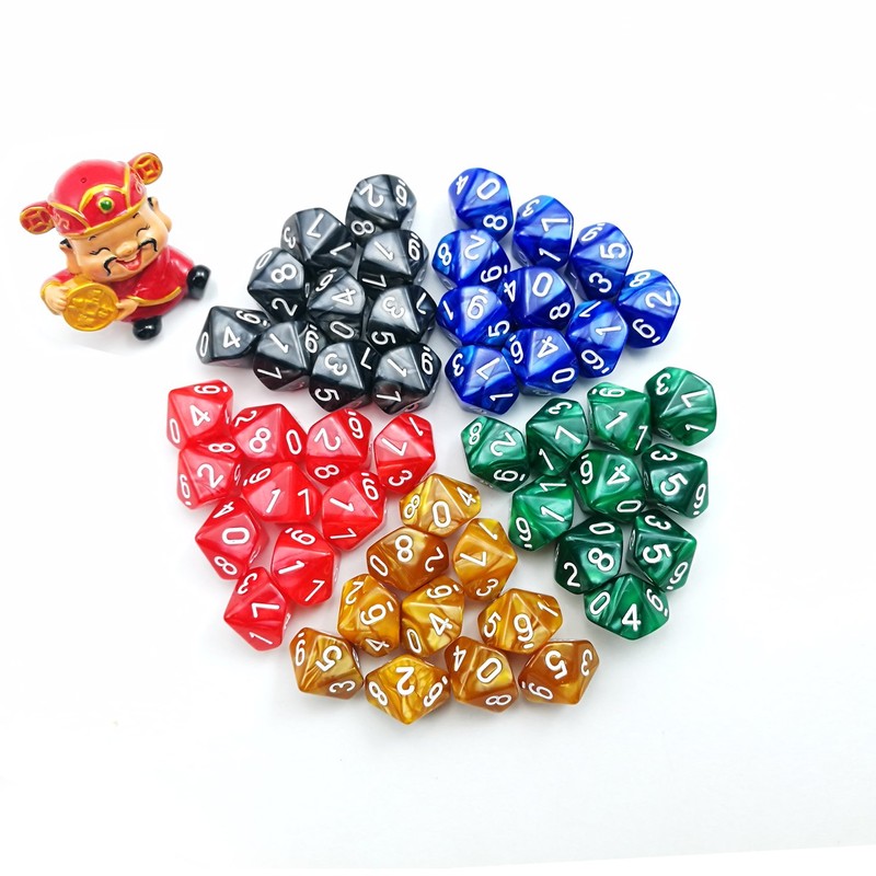 50pcs Assorted D10 Pack, 5X10pcs 10 Sides Dice Marble Polyhedral
