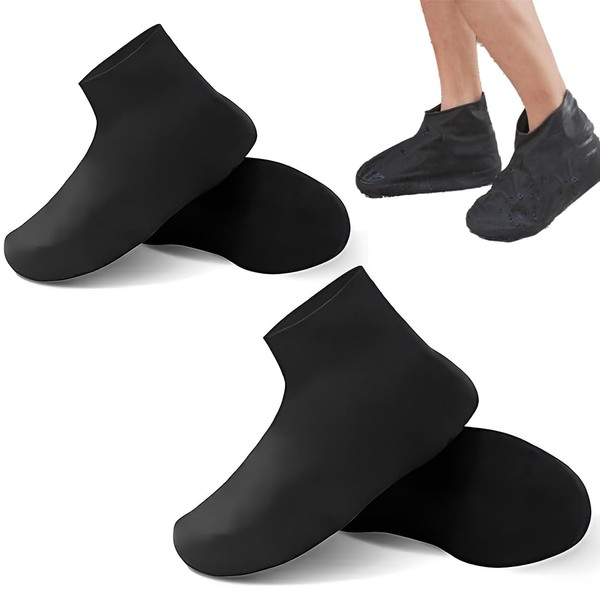 QOWIJEX 2 Pairs of Waterproof Shoe Covers, Rubber Covers, Reusable
