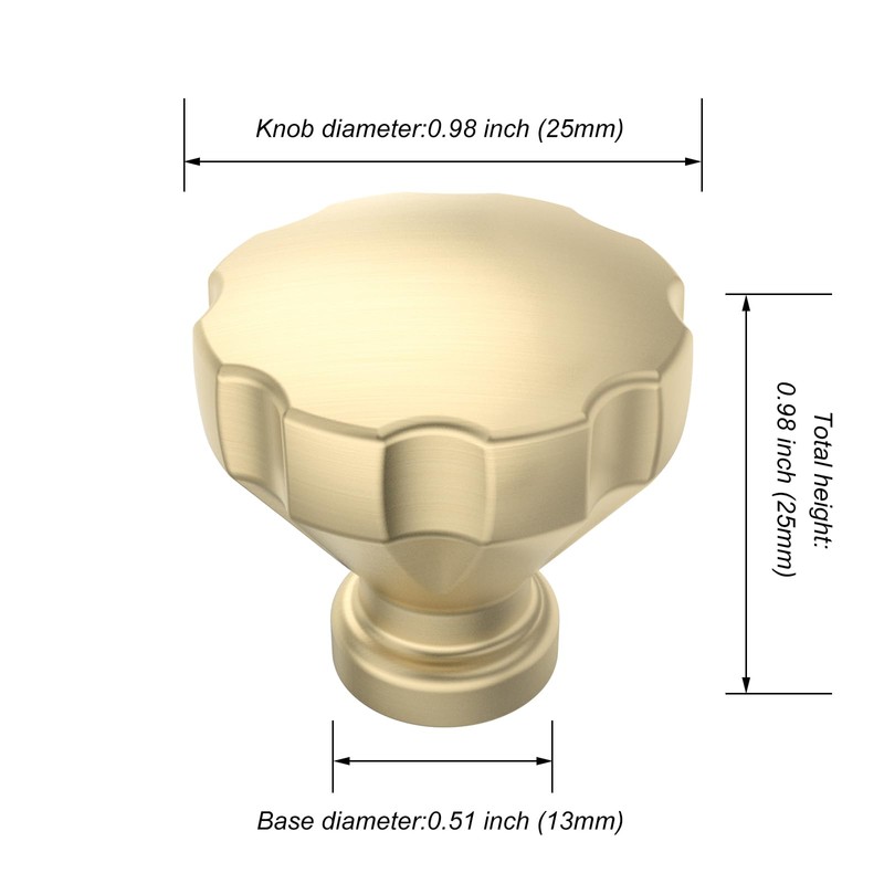 FURNIWARE Pack of 10 Cabinet Knobs, Cupboard Knobs, Brass Drawer