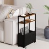 Leomonio Narrow Side Table, Slim End Tables with Fabric Basket,