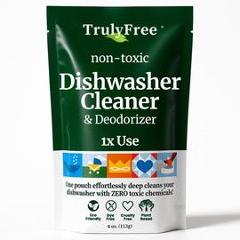 Truly Free Natural Dishwasher Cleaner - Dish Washer Machine Descaler, Fights Grease & Limescale, Hard Water Stain Remover, Smell Eliminator for Clean Dishwashers - Lemon Fresh Scent, 4 oz (Pack of 1)