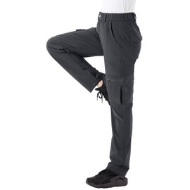 Rdruko Women's Outdoor Quick Dry Hiking Pants Lightweight Waterproof Climbing Camping Pants with Zipper Pockets Grey Large