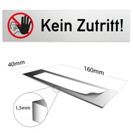 Kinekt3d Leitsysteme Sign, door sign, 160 x 40 x 1.5 mm, anodised aluminium material, surface in polished stainless steel look, 100% made in Germany (no access)