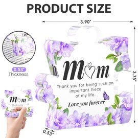 BlessedSeason Mom Gifts from Daughter Son, Engraved Acrylic Block Puzzle Present 3.7 * 3.9 Inch, Christmas Gifts for Mom, Mom Birthday Gifts, Thank You Gifts for Women, Thanksgiving Gift Idea