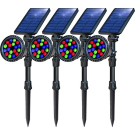 OSORD Solar Lights Outdoor Decorative, 18 LED Waterproof Solar Spot Lights Outdoor 2-in-1 Adjustable Solar Spotlights Color Changing Solar Garden Lights for Yard Christmas Decor,(4 Pack, Multicolor)