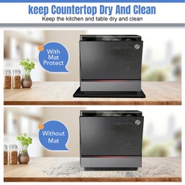 Dishwashers Drip Pan, Prevent Water Leakage and Protect Countertop & Floor, 23.6''x23.6'' Dishwasher Mat, Non-Slip & Leak-Proof Silicone Mat with 0.6'' Raised Edge, for Under Most Portable Dishwashers