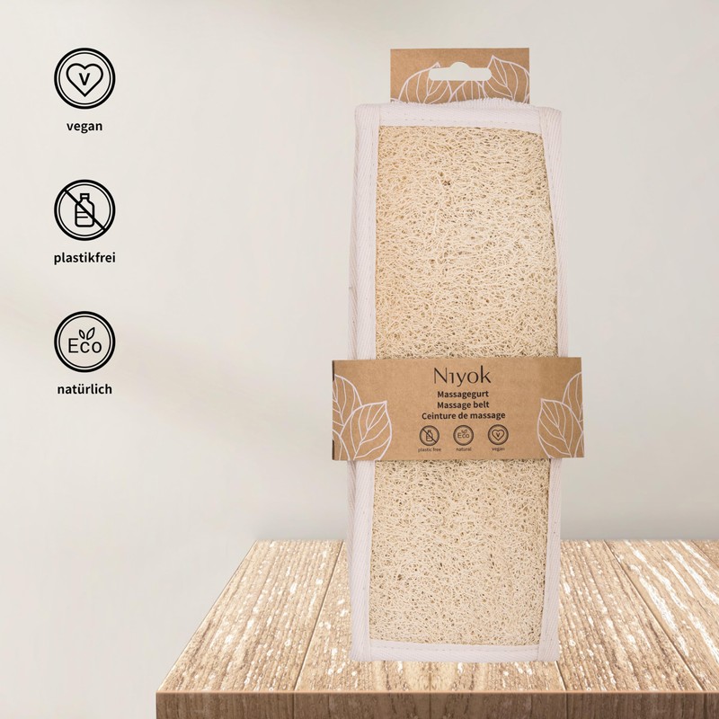 Niyok® Massage Belt on Loofah & Cotton • Back Scrubber