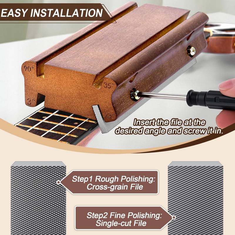 Aoefykp 3°/23°/35°/90° Guitar Fret File & Fret Beveling File –