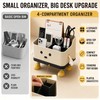 Beige Desktop Storage Organizer Box, HIPS Plastic Open-Top Compartment Desk