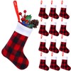 Jmkcoz 24 Pack Mini Christmas Stockings Plush Cuff Buffalo Plaid