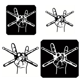 Ximimark 4 pcs Vibrant Drummer Vinyl Car Sticker - Waterproof & Bumper-Proof for Your Laptop Window!