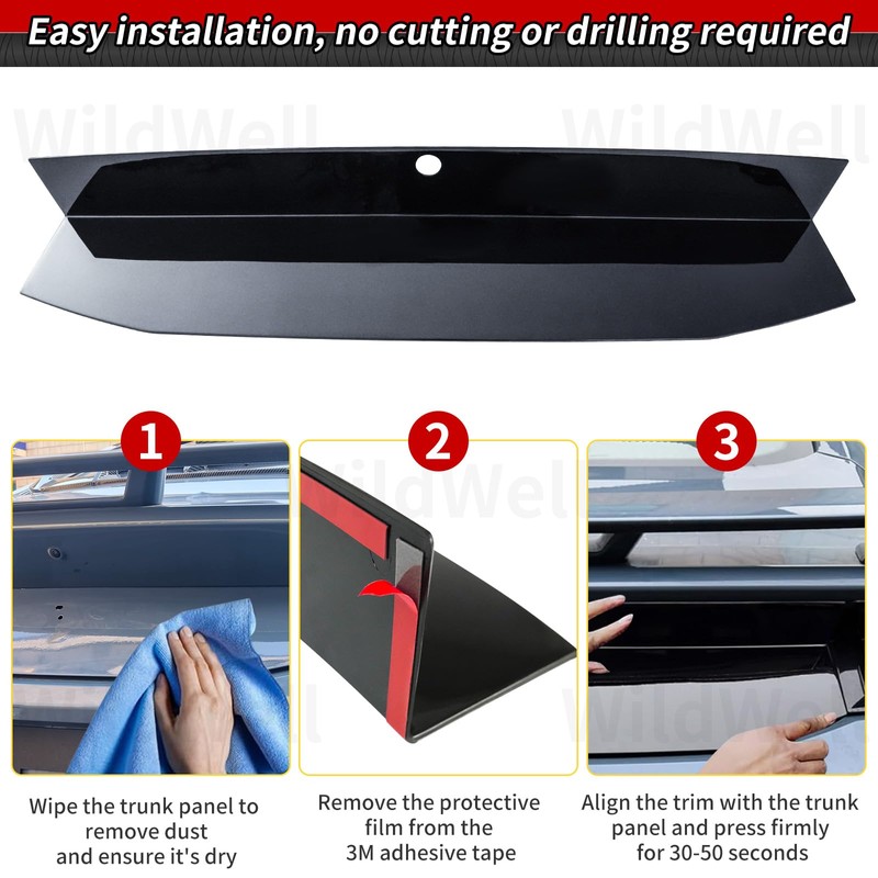 WildWell Trunk Decklid Panel Trim for 2024 2025 Ford Mustang