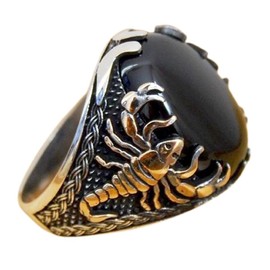 Scorpion Ring, Gothic Scorpion Ring for Men, Norse Viking Scorpion Amulet Ring Scorpion Jewelry, Celtic Scorpion Ring Hip Hop Scorpion Band Ring Punk Scorpion Animal Ring (11, Black)
