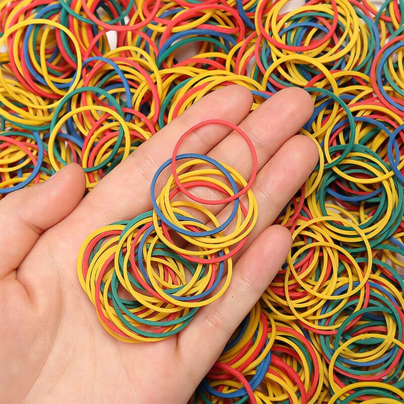 Pack of 500 Rubber Bands, 38 mm Colourful Rubber Rings,