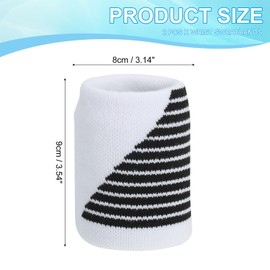 PATIKIL Sports Wristband Sweatbands for Men and Women, 2 Pcs Breathable Tennis Wrist Bands Absorbent Sweat Band for Basketball Football Baseball Running, White/Black