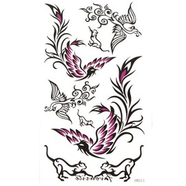 King Horse Black and Purple Phoenix Waterproof and sweat tattoo sticker