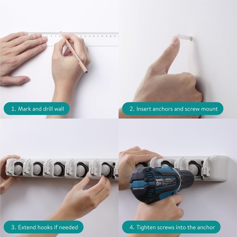 Navaris Broom Holder Wall - Space Saving Storage - Device