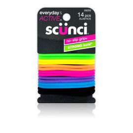 Scunci No-slip Grip Evolution Bright Jelly Ponytailers, 14 Count, Colors May Vary