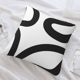 CALHogar Black and White Pillow Cover,Black Pillow Covers,Black Home Decor Modern,Black and White Home Decor,White Throw Pillow Covers,Abstract Art Pillow Cover,18 * 18 Inches