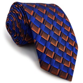 [S&W SHLAX&WING] Men's Necktie Pocket Square Blue Copper Tie Set with Gift, 8cm x 147cm Necktie