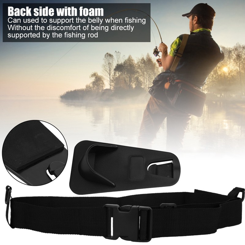 Black Professional Lightweight Adjustable Fishing Rod Holder Waist Belt Strap