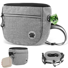 JETOP Premium Dog Treat Pouch for Dog Training Large Capacity Dog Walking Bag with Poop Bag Holder Dog Treat Bag with Adjustable Belt Puppy Treat Bag Dog Walking Bum Bag for Men and Women