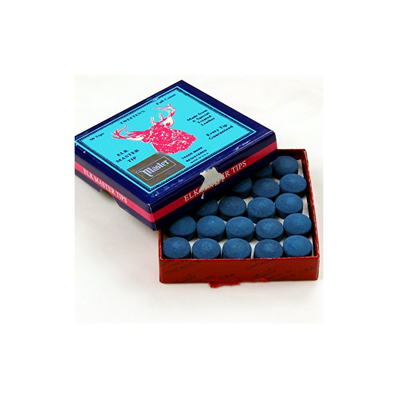 50 x 13mm Tweeten ELKMASTER Leather Snooker Pool Cue Tips