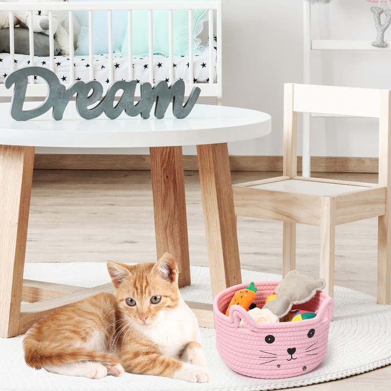Zopeal - Cestino portaoggetti a forma di gatto con orecchie,
