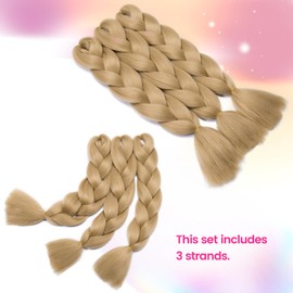 Silk-co Braiding Hair Ombre Afro Jumbo Braids 3 Bundles 24inch Hair Synthetic X Braid Hair Extensions [300g-Blond]