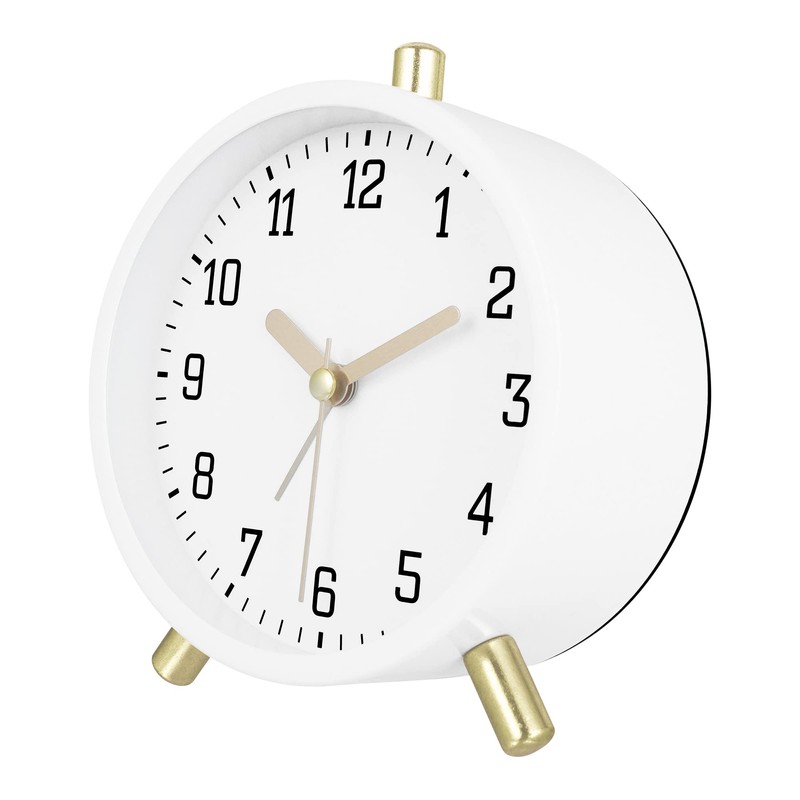 Lafocuse Classic Metal Alarm Clock Analogue No Ticking, Milky White