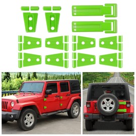 SQQP 12PCS Full Set Exterior Decoration Trim Kit Compatible with 2007-2018 Jeep Wrangler JK JKU Door Hinge Engine Hood Hinge Tailgate Hinge Cover (Green)
