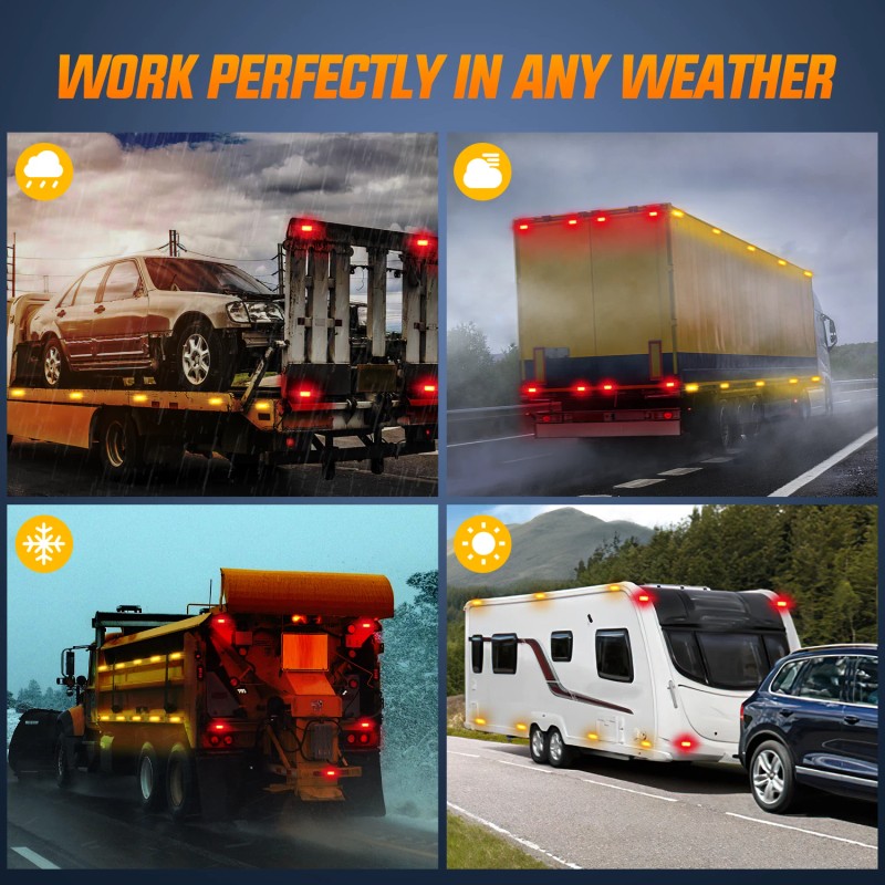 Nilight Double Bullseye Marker Light 14PCS Red Amber 10LED Rectangular