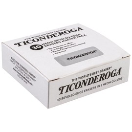 Ticonderoga Wedge Erasers, Neon Colors, 30 Count, Class Pack