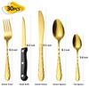 30 Pcs Gold Hammered Silverware Set Service for 6,with Steak
