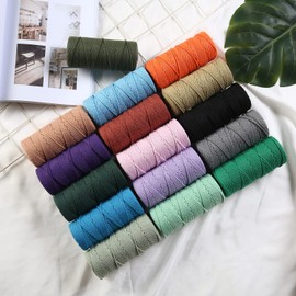 GOHOF Macrame Cord 3mm x 100m Premium Cotton Macrame Rope, 4 Strand Twisted Soft Cotton Cord, One of The Most Perfect Materials for Macrame Art, Cotton String Without Chemicals (Aqua Green)