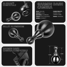 Tackform 20mm to 8.5mm Double Ball Adapter | Compatible with Garmin Dash Cam, Garmin Speak, and More | 6061-T6 CNC Billet Aluminum | NOT Compatible with 1" / B Sized Systems