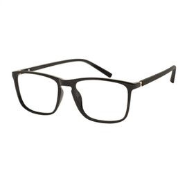 OCCI CHIARI Reading Glasses Men's Rectangle Reader Durable Spring Hinge (Bright Black, 3.00