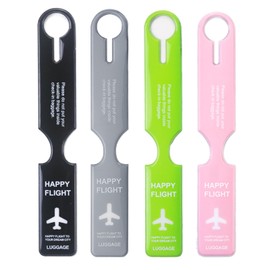 Veki Pack of 4 Waterproof PVC Suitcase Tags, Luggage Tags with Name Plate, Address Tag, Suitcase Handbag Labels, Cruise Suitcase Tags for Travel Bags, Suitcases (Multicoloured B)