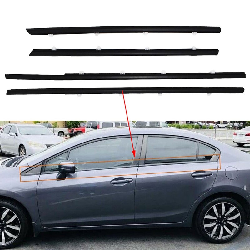 4 Pcs Weatherstrip Window Seal Replacement for Civic 2012-2015 Exterior
