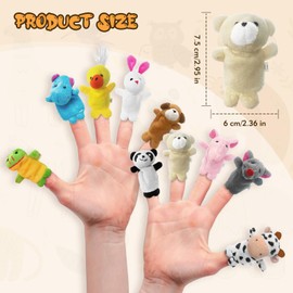 KBPNO 10Pcs Animal Finger Puppets, Soft Plush Animals Finger Puppe for Kids, Boys and Girls, Mini Finger Puppets Assortment for Storytelling Playing Teaching Shows Playtime Schools Birthday Party