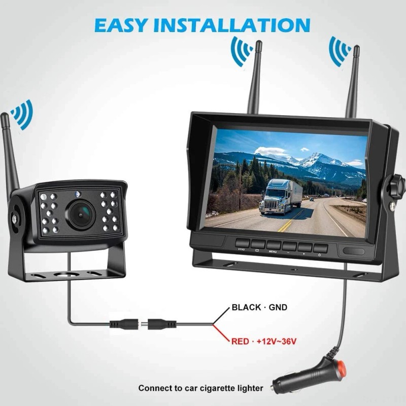 Digital Wireless 7" Quad DVR Monitor 4CH Rear View Backup