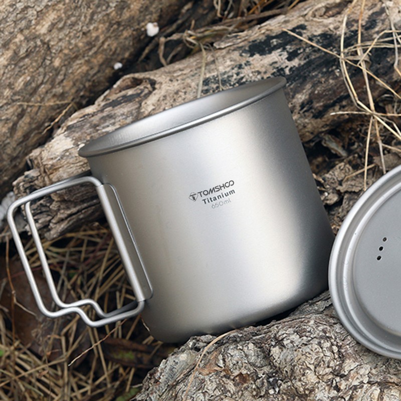 TOMSHOO Ultralight Titanium Cup Outdoor Portable 2PCS Cup Set 420ml